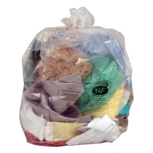 1000 bolsas de basura transparentes de 30L con certificado NF para residuos — Imagen del producto