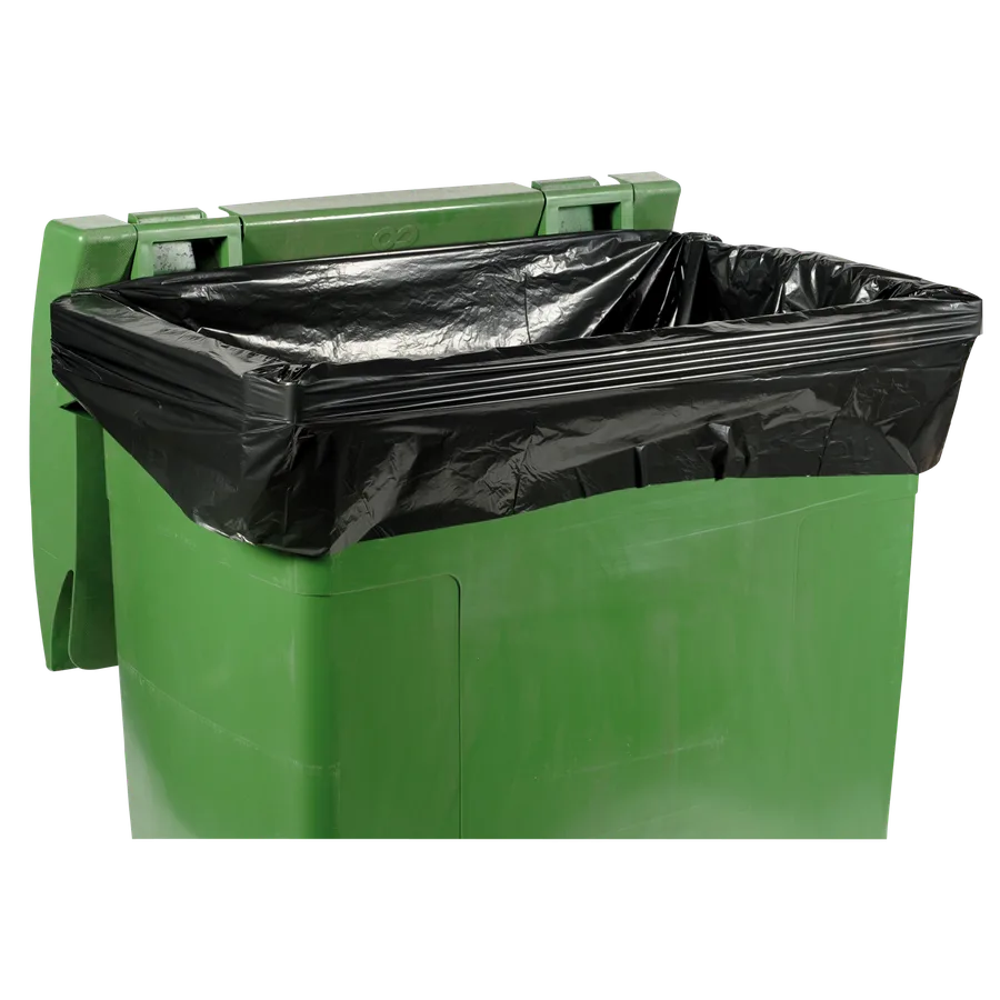 50 bolsas de basura negras antiolor de 1100 litros para contenedores exteriores — Imagen del producto