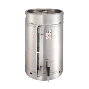 Bidón de acero inoxidable de 50 litros con grifo para inflamables, Ø 37 x 60 cm — Imagen del producto