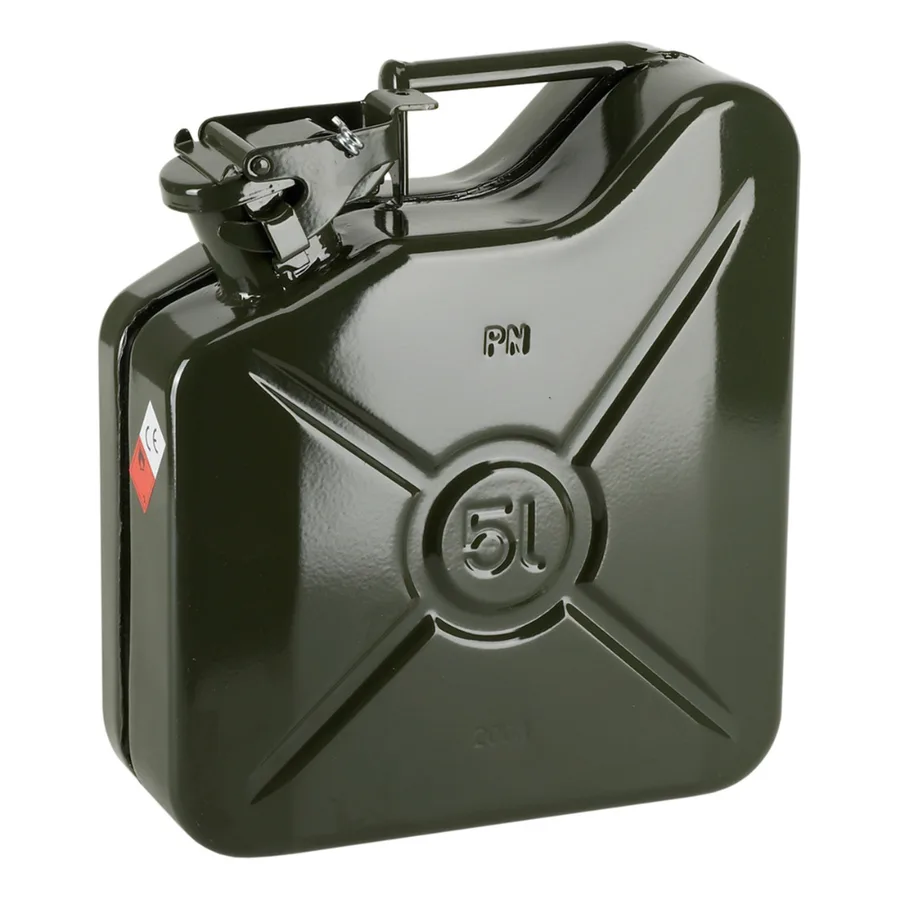 Bidón de transporte en acero de 5 litros para gasóleo y gasolina, 31x12x23 cm — Imagen del producto