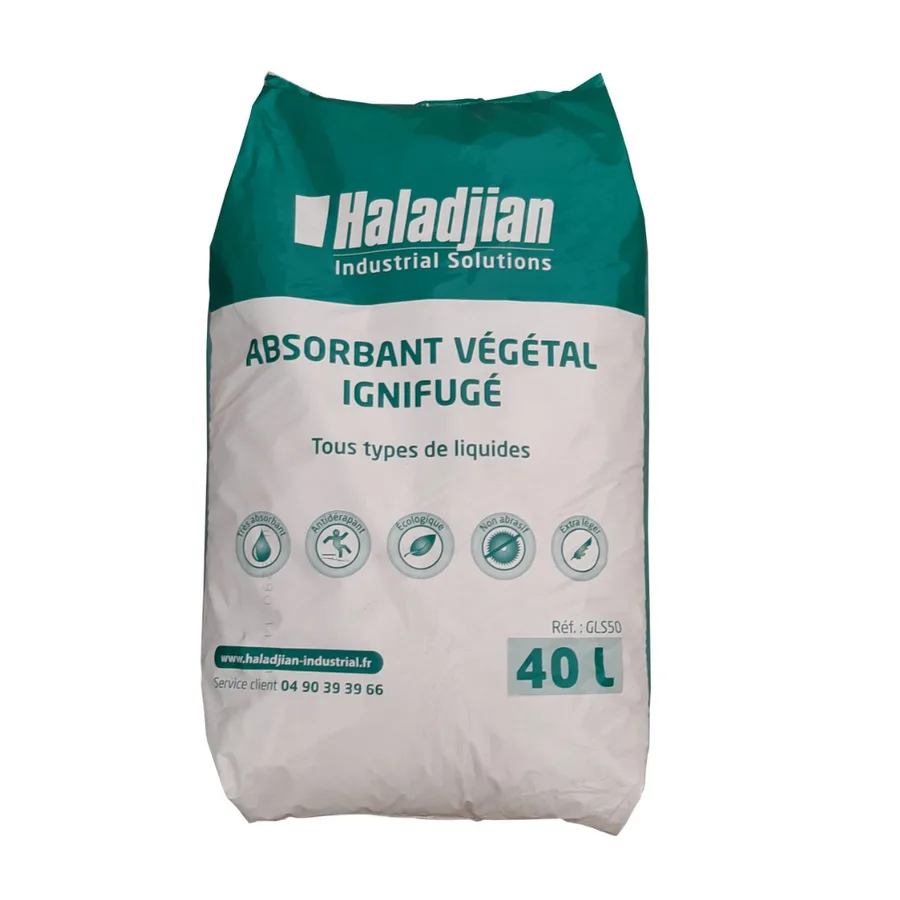 Bolsa de 40 litros de absorbente vegetal ignífugo universal. — Imagen del producto