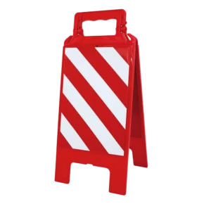 Caballete de señalización temporal rayado de polipropileno. — Imagen del producto