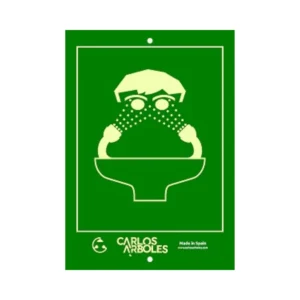 Cartel fotoluminiscente con pictograma de ayuda para lavaojos, 21x30 cm — Imagen del producto