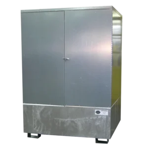 Caseta acero galvanizado 2 bidones altura interior 1280mm. — Imagen del producto