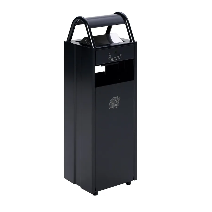 Cenicero exterior con contenedor de basura de 35 litros en acero, 31x34x103 cm — Imagen del producto