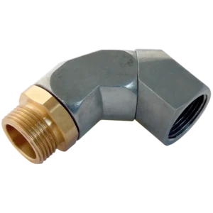 Codo conector de unión de 90 grados roscado, para sistemas de distribución de aceite y gasóleo. — Imagen del producto