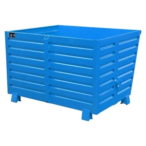 Contenedor basculante azul de 1500 litros en chapa de acero, 120 x 150 x 100 cm — Imagen del producto