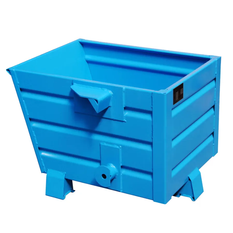 Contenedor basculante azul de 300 litros en chapa de acero, 80 x 60 x 60 cm — Imagen del producto