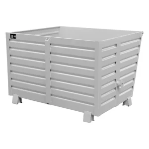 Contenedor basculante gris de 1500 litros en chapa de acero, 120 x 150 x 100 cm — Imagen del producto