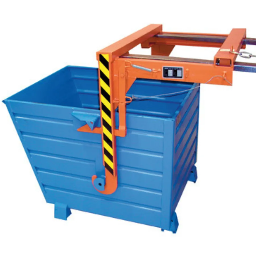 Contenedor basculante naranja de 1500 litros en chapa de acero, 120x150x100 cm — Detalle del producto