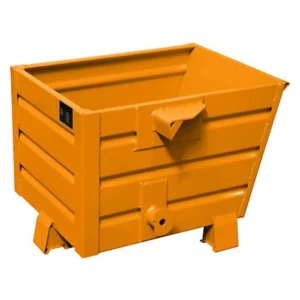 Contenedor basculante naranja de 300 litros en chapa de acero, 80 x 60 x 60 cm — Imagen del producto