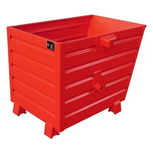 Contenedor basculante rojo de 700 litros en chapa de acero, 120 x 80 x 90 cm — Imagen del producto
