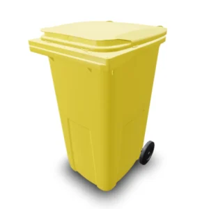 Contenedor de basura amarillo de plástico de 2 ruedas de 120 litros, 56x48x100cm — Imagen del producto