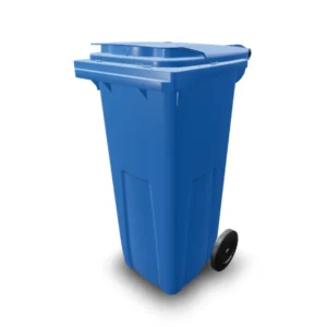 Contenedor de basura azul de plástico de 2 ruedas de 120 litros, 56x48x100 cm — Imagen del producto