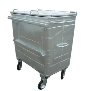 Contenedor de basura en acero galvanizado de 770L con 4 ruedas, 78x137x138 cm — Imagen del producto