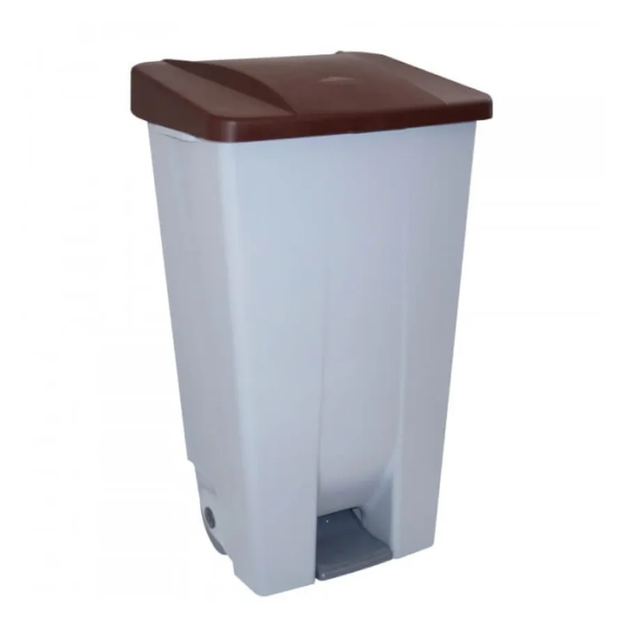 Contenedor de reciclaje de tapa marrón de 120L con pedal y ruedas, 51x43x88 cm — Imagen del producto