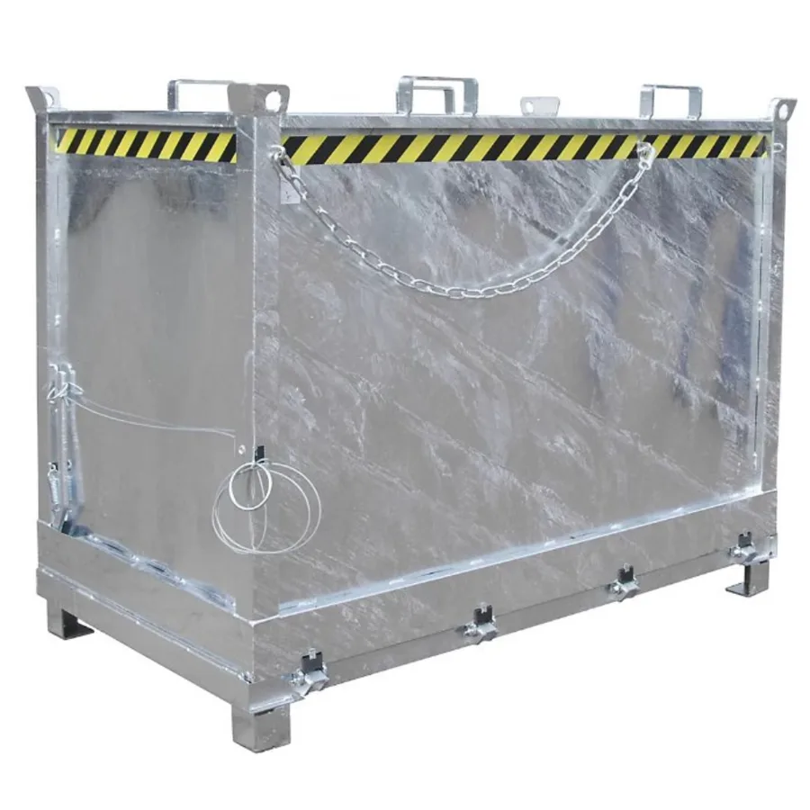 Contenedor en acero galvanizado con apertura inferior de 1500L, 104x185x116 cm — Imagen del producto