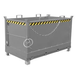 Contenedor gris con apertura inferior para descarga de 1500L, 104x185x116 cm — Imagen del producto
