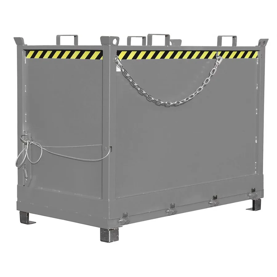Contenedor gris con apertura inferior para descarga de 2000L, 104x185x146 cm — Imagen del producto