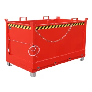 Contenedor rojo con apertura inferior para descarga de 1000L, 104x125x116 cm — Imagen del producto