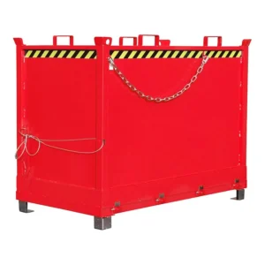 Contenedor rojo con apertura inferior para descarga de 2000L, 104x185x146 cm — Imagen del producto