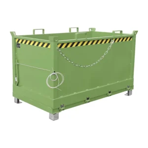 Contenedor verde con apertura inferior para descarga de 1500L, 104x185x116 cm — Imagen del producto