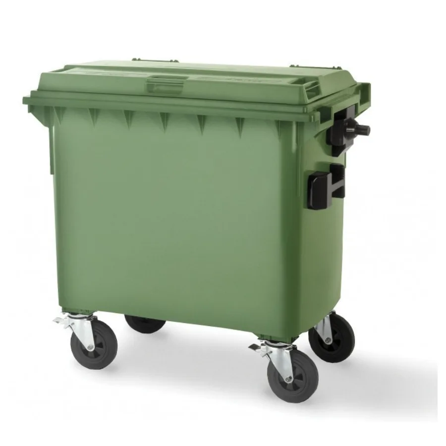 Contenedor verde de basura de 770 litros para reciclaje, 78 x 137 x 137 cm — Imagen del producto