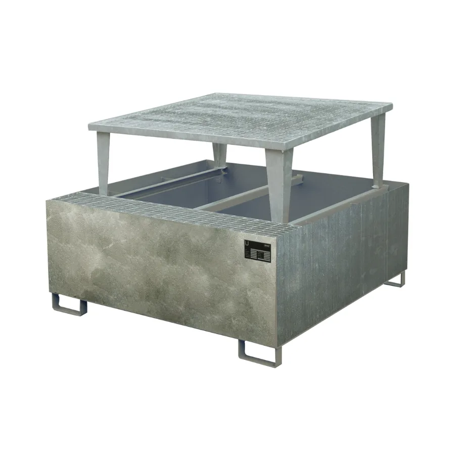 Cubeto de retención de acero galvanizado en caliente de 1100L para 1 IBC en trasiego. — Imagen del producto