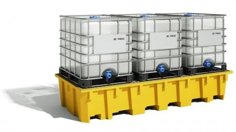 Cubeto de retención para estantería para 3 GRG/IBC, con rejilla en PE. — Imagen del producto