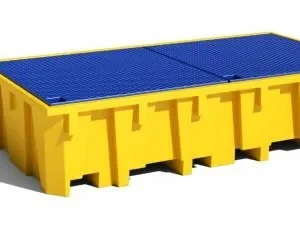 Cubeto de retención para estanterías para 2 GRG/IBC con rejilla en PE. — Imagen del producto