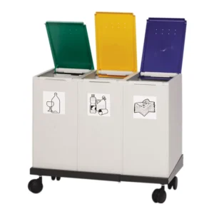 Estación de reciclaje de 3 contenedores de 40 litros sin tapa, 76 x 41 x 57 cm — Detalle del producto
