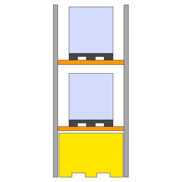 Estanteria 2 niveles, 1 GRG por nivel, cubeto 1000L — Imagen del producto