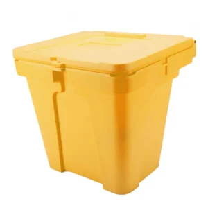 Kit absorbente de hidrocarburos de 100 litros en caja amarilla. — Imagen del producto