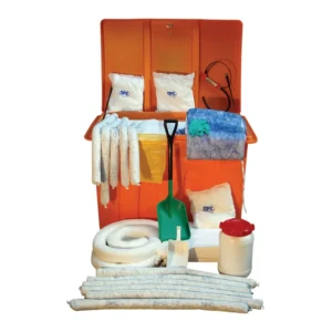 Kit absorbente de hidrocarburos de 1100 litros en un cofre naranja. — Imagen del producto
