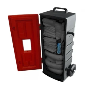 Kit absorbente universal de 100 litros en armario móvil rojo — Imagen del producto
