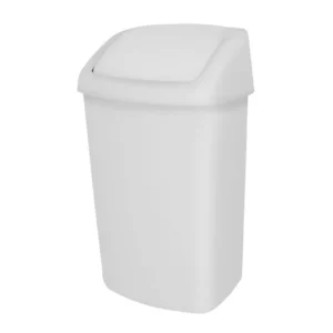 Papelera blanca de 50 litros con tapa basculante en polipropileno, 34x41x67 cm — Imagen del producto