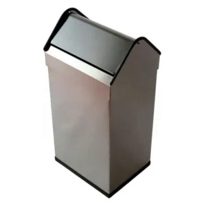 Papelera de 40 litros en acero inoxidable con tapa basculante, 26 x 33 x 68 cm — Imagen del producto