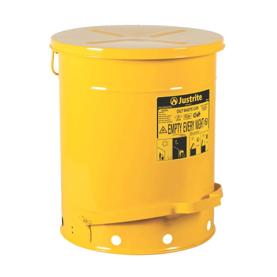 Papelera de seguridad para residuos con aceite de 52 litros con pedal, 48x48 cm — Imagen del producto