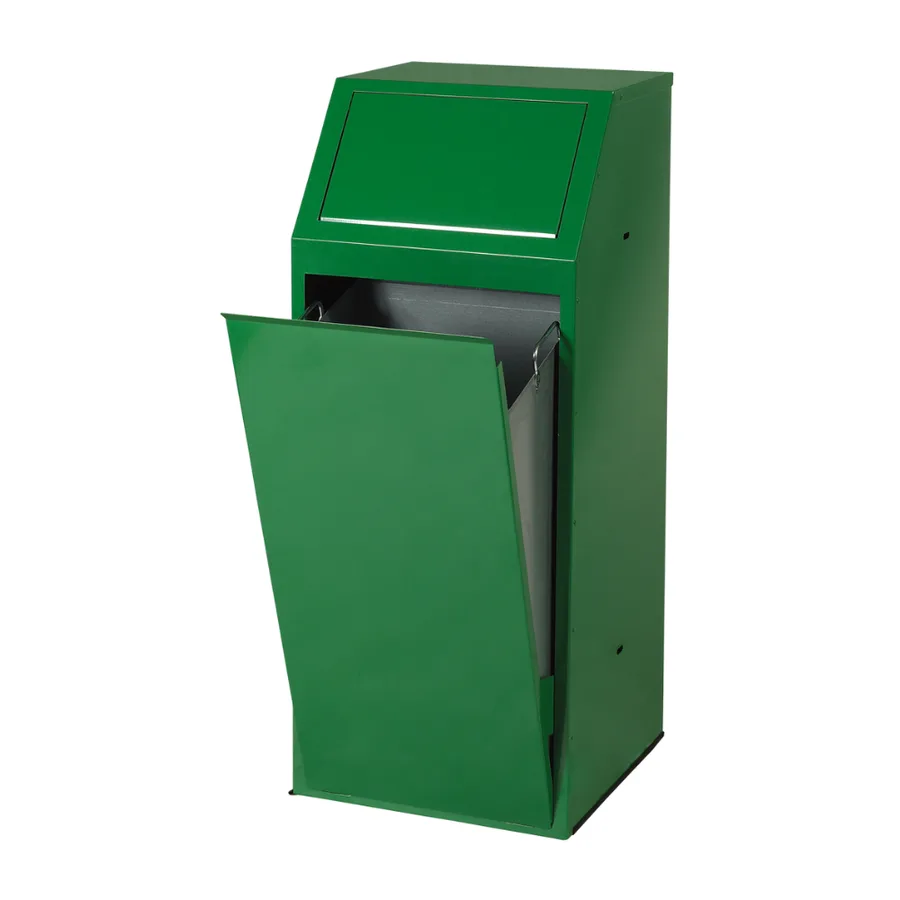 Papelera para recogida selectiva de 68L en acero galvanizado verde, 40x40x100 cm — Imagen del producto