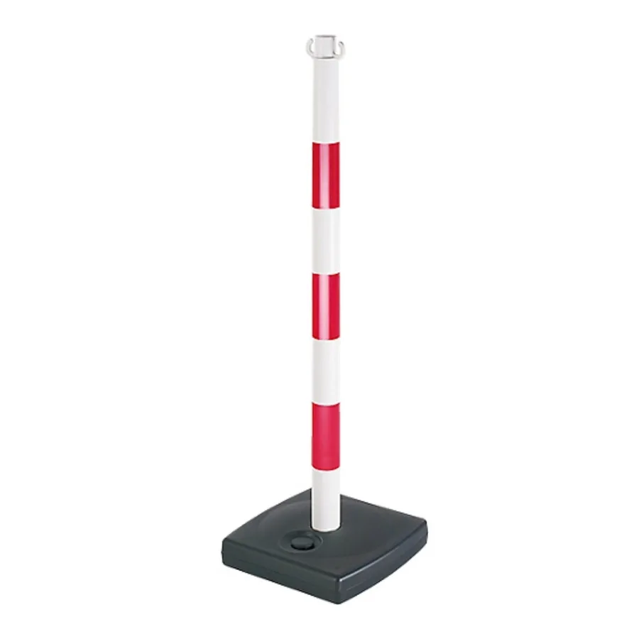 Poste de soporte de cadena de PVC en base con peso. — Imagen del producto