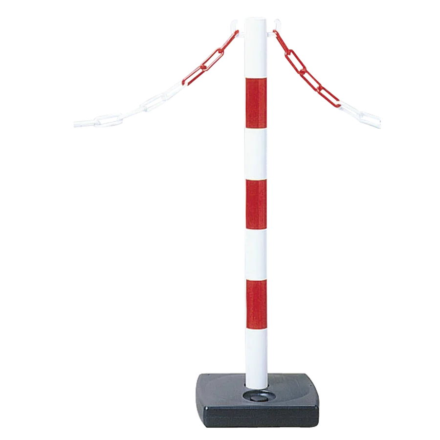 Poste de soporte de cadena de PVC en base con peso. — Vista del producto