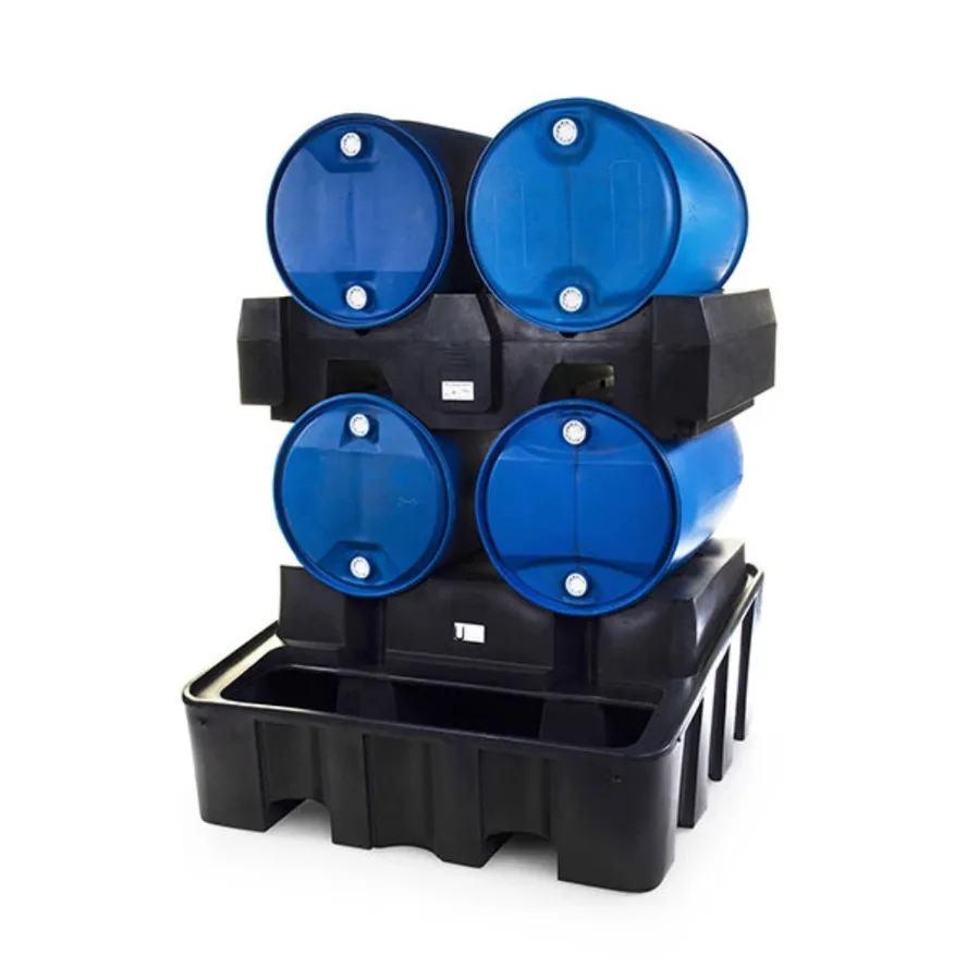 Soporte de polietileno para 2 bidones acostados. — Producto en uso