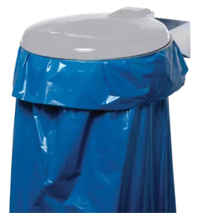 Soporte mural de acero con tapa de plástico gris para bolsas de basura de 110L — Imagen del producto