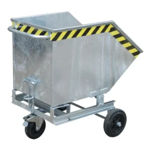 Volquete basculante en acero galvanizado de 250L con entradas para carretillas — Imagen del producto