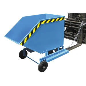 Volquete basculante gris de 1000L con entradas para carretillas, 142x134x129 cm — Detalle del producto