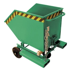 Volquete basculante verde de 1000L con entradas para carretillas, 142x134x129 cm — Imagen del producto