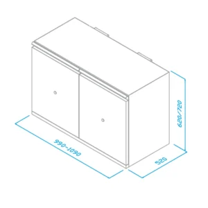 Armario de seguridad RF90 bajo poyata para productos inflamables, 109x52x62 cm — Esquema técnico