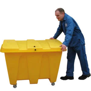 Caja de almacenamiento con ruedas de 500 L. — Producto en uso