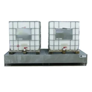 Cubeto de retención para estantería de 1000 litros con rejilla 2680 x 1270mm — Producto en uso